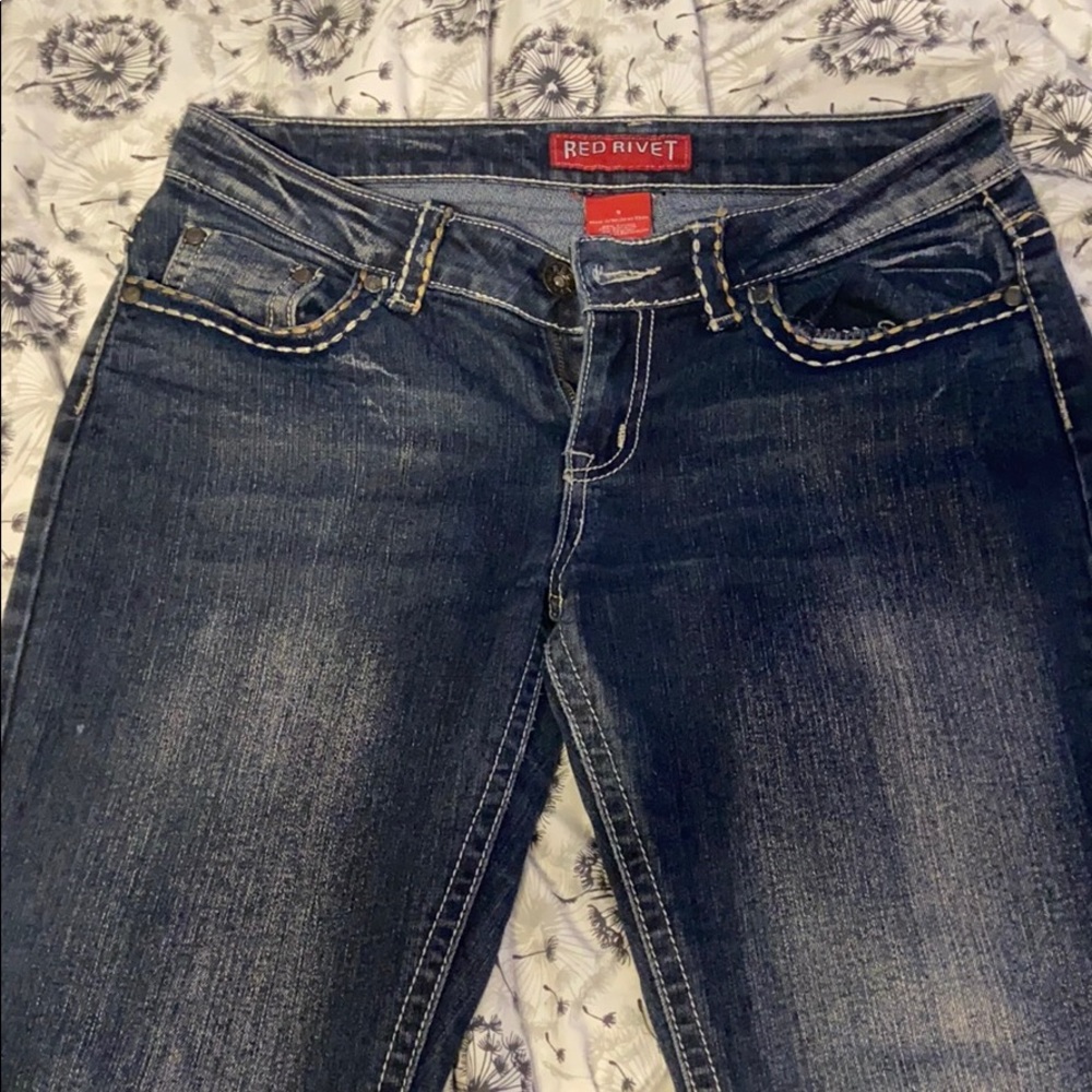 Red Rivet Flare Jeans Size 9